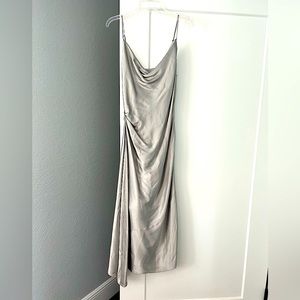 Zara new with tag, silver metallic satin gown.